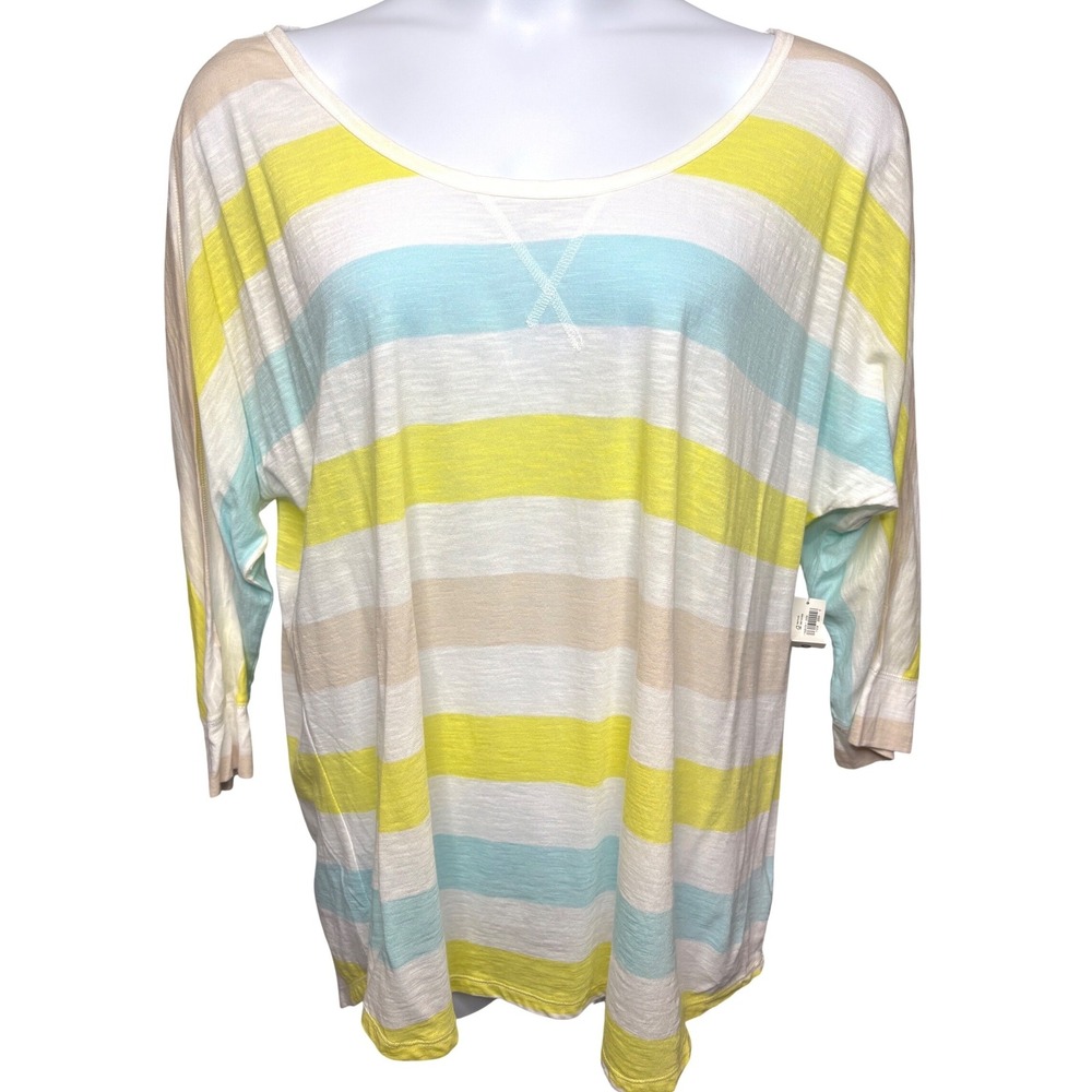 NWT OLD NAVY Womens Multicolor Striped Oversized Slub Knit Top XL Beachy Relaxed
